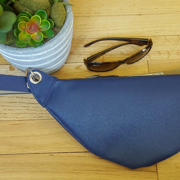 INC saffiano faux-leather women's belt bag/fanny pack -NAVY BLUE- MEDIUM - Picture 9 of 10